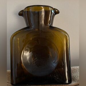 Brown Blenko Double Spout Decanter Glass Vase